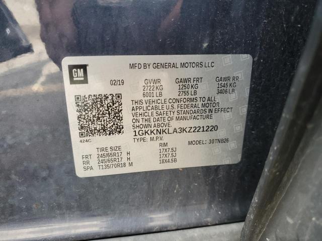 1GKKNKLA3KZ221220 - 2019 GMC ACADIA SLE Mavi fotoğraf 13