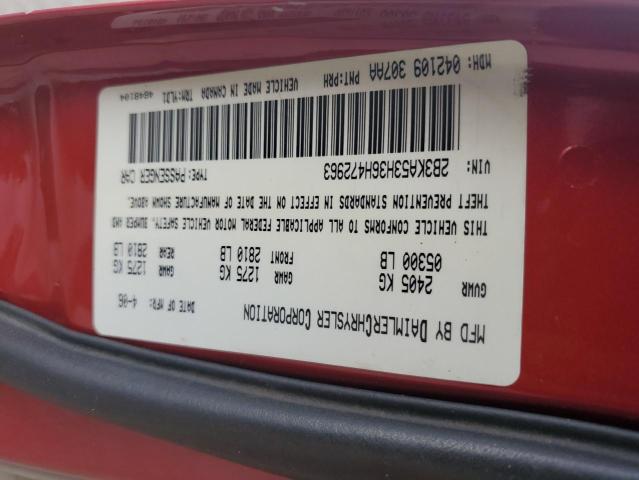 2B3KA53H36H472963 - 2006 DODGE CHARGER R/T RED photo 12