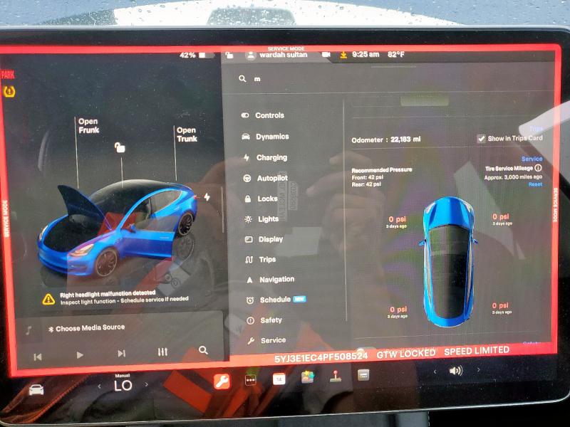 5YJ3E1EC4PF508524 - 2023 TESLA MODEL 3 ლურჯი ფოტო 9