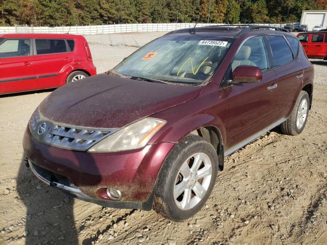 JN8AZ08W76W528857 - 2006 NISSAN MURANO SL MAROON photo 2