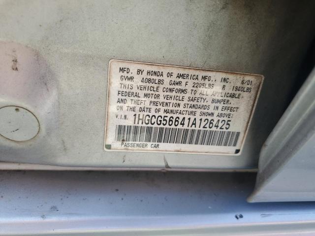 1HGCG56641A126425 - 2001 HONDA ACCORD EX SILVER photo 12