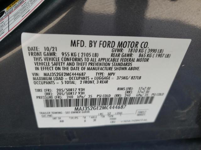 MAJ3S2GE2MC444687 - 2021 FORD ECOSPORT SE 灰色 照片 14