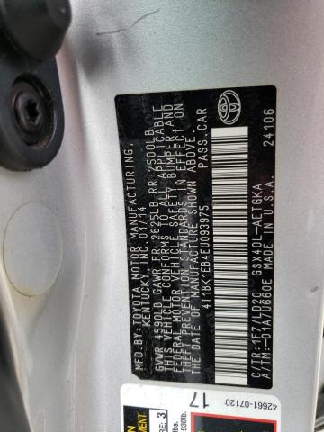 4T1BK1EB4EU093975 - 2014 TOYOTA AVALON BASE 银色 照片 13