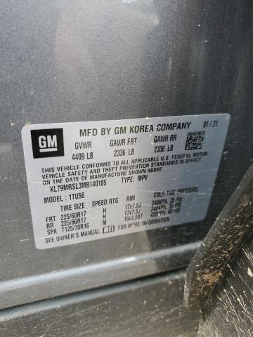 KL79MRSL3MB140185 - 2021 CHEVROLET TRAILBLAZE LT GRAY photo 13