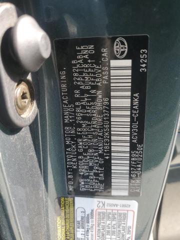 4T1BE32K56U137796 - 2006 TOYOTA CAMRY LE 绿色 照片 12