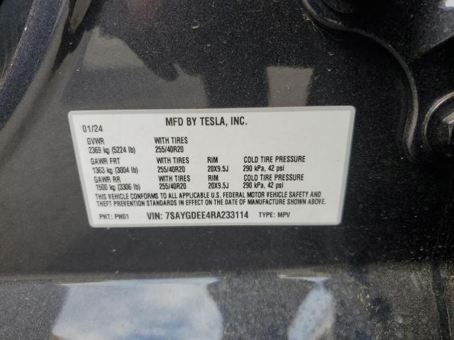 7SAYGDEE4RA233114 - 2024 TESLA MODEL Y Сұр фото 13