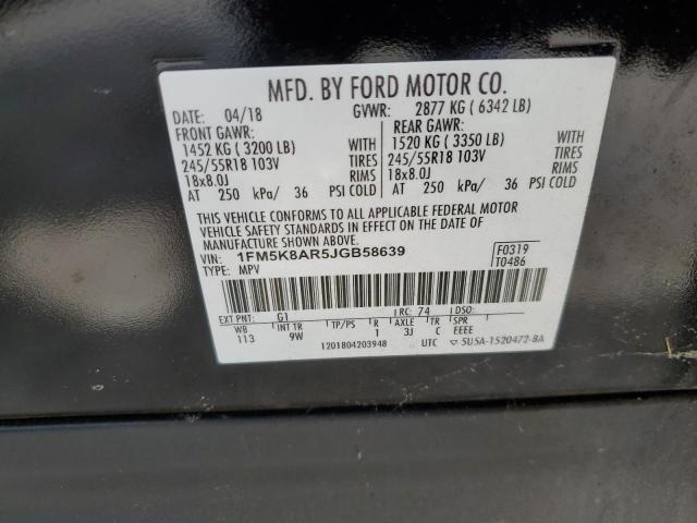 1FM5K8AR5JGB58639 - 2018 FORD EXPLORER POLICE INTERCEPTOR BLACK photo 13