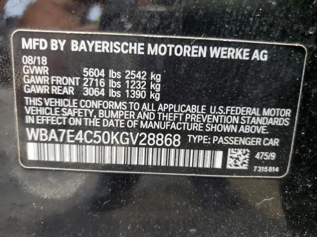 WBA7E4C50KGV28868 - 2019 BMW 740 XI BLACK photo 12