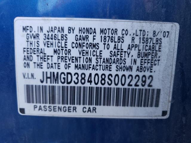 JHMGD38408S002292 - 2008 HONDA FIT BLUE photo 13