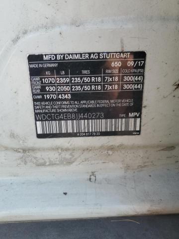 WDCTG4EB8JJ440273 - 2018 MERCEDES-BENZ GLA 250 Blanco foto 13