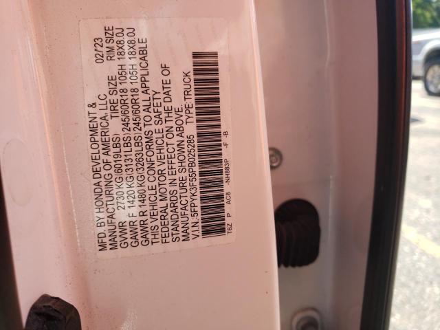 5FPYK3F55PB025285 - 2023 HONDA RIDGELINE RTL WHITE photo 13
