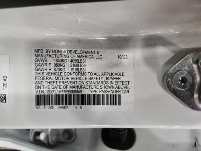 19XFL1H77RE006049 - 2024 HONDA CIVIC EXL 白色 照片 13