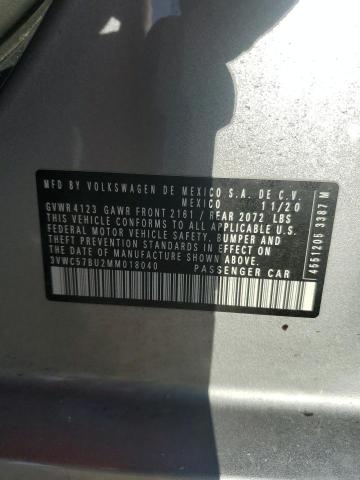 3VWC57BU2MM018040 - 2021 VOLKSWAGEN JETTA S 银色 照片 12