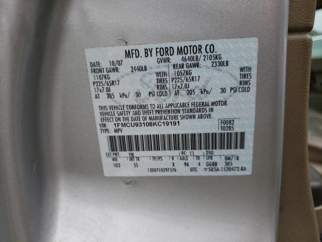 1FMCU93108KC19191 - 2008 FORD ESCAPE XLT GRAY photo 13