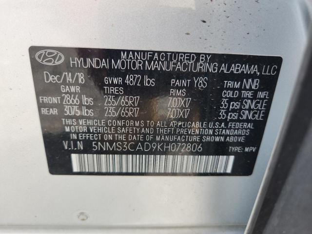 5NMS3CAD9KH072806 - 2019 HYUNDAI SANTA FE SEL 银色 照片 14