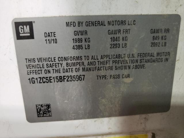 1G1ZC5E15BF235967 - 2011 CHEVROLET MALIBU 1LT WHITE photo 12