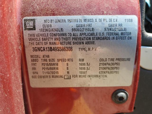 3GNCA13B49S586308 - 2009 CHEVROLET HHR LS RED photo 12