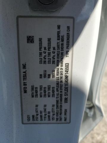 5YJ3E1EA5NF145503 - 2022 TESLA MODEL 3 白色 照片 13