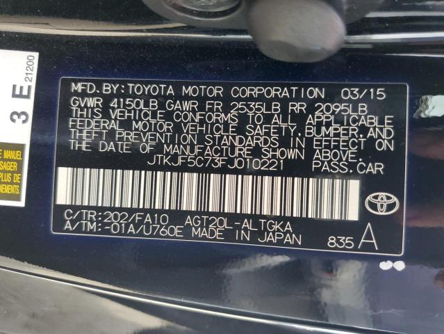 JTKJF5C73FJ010221 - 2015 TOYOTA SCION TC BLACK photo 12