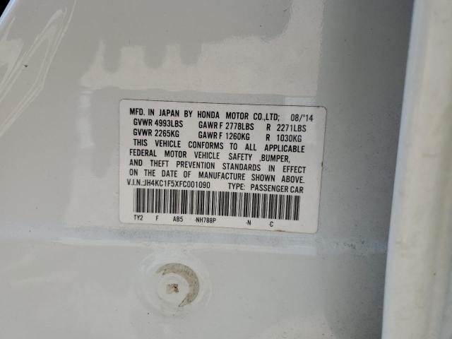 JH4KC1F5XFC001090 - 2015 ACURA RLX TECH WHITE photo 13