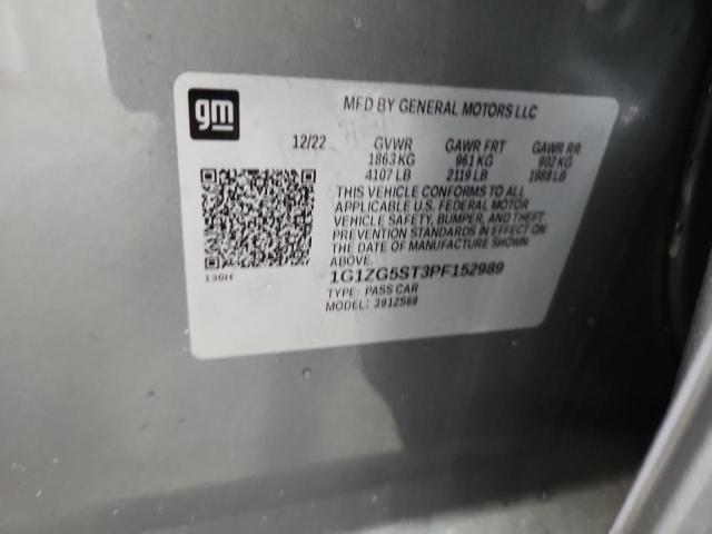 1G1ZG5ST3PF152989 - 2023 CHEVROLET MALIBU RS SILVER photo 12