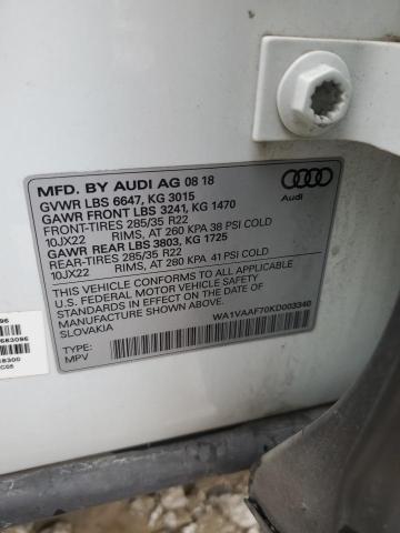 WA1VAAF70KD003340 - 2019 AUDI Q7 PRESTIGE 白色 照片 13