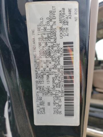 5TBRT34123S349142 - 2003 TOYOTA TUNDRA ACCESS CAB SR5 BLACK photo 12