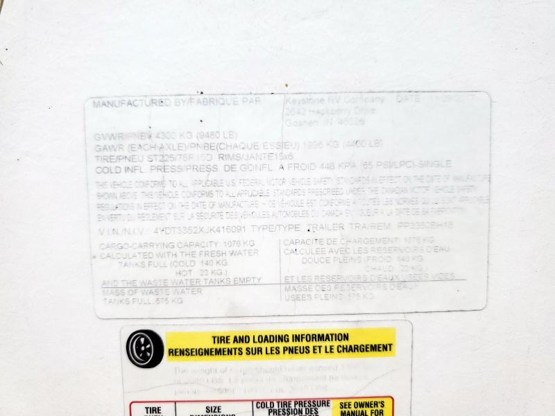 4YDT3352XJK416091 - 2018 KEYSTONE PASSPORT WHITE photo 10