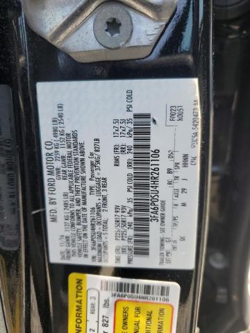 3FA6P0SU4HR261106 - 2017 FORD FUSION TITANIUM PHEV BLACK photo 12