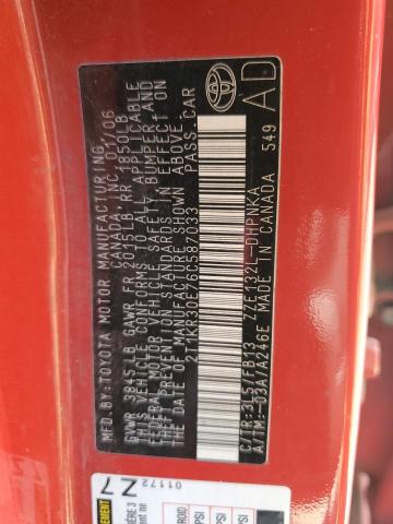 2T1KR30E76C587033 - 2006 TOYOTA COROLLA MA XR RED photo 13