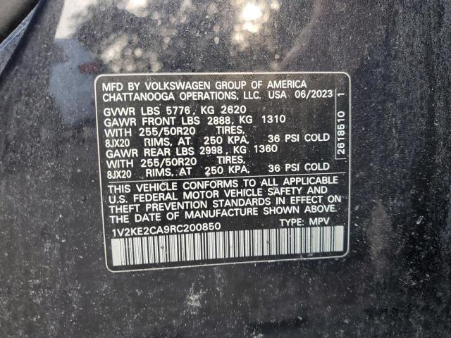 1V2KE2CA9RC200850 - 2024 VOLKSWAGEN ATLAS CROS SE Czarny zdjęcie 13