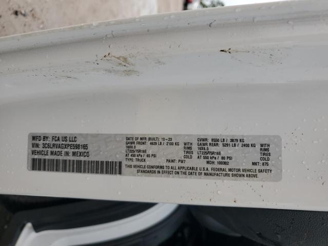 3C6LRVAGXPE598165 - 2023 RAM PROMASTER 1500 STANDARD WHITE photo 13