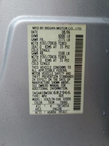 5N1AR18W56C682966 - 2006 NISSAN PATHFINDER LE 银色 照片 13