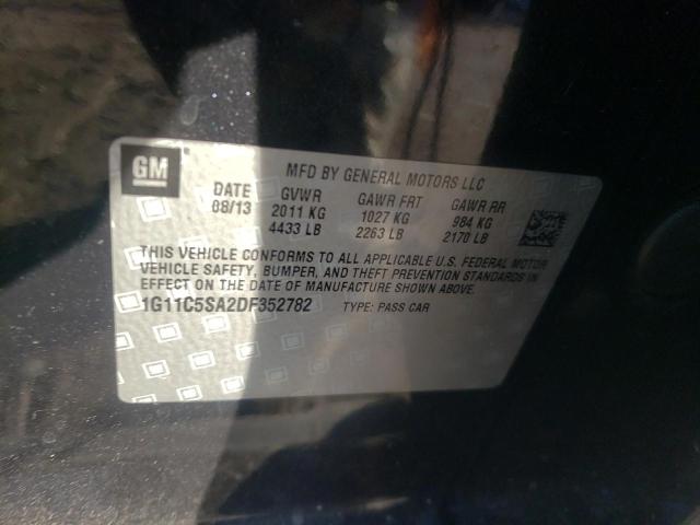 1G11C5SA2DF352782 - 2013 CHEVROLET MALIBU 1LT BLACK photo 10