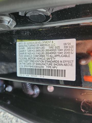 5FNYF8H53SB002250 - 2025 HONDA PASSPORT EXL أسود صورة 13