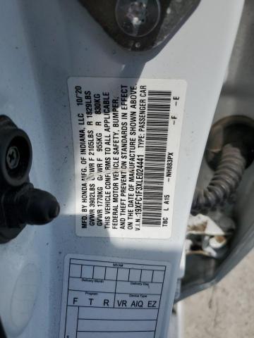 19XFC1F3XLE024441 - 2020 HONDA CIVIC EX WHITE photo 13