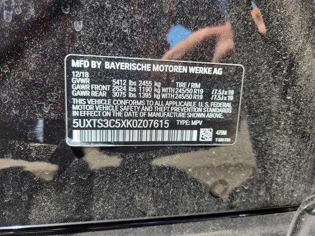 5UXTS3C5XK0Z07615 - 2019 BMW X3 XDRIVEM40I შავი ფოტო 12