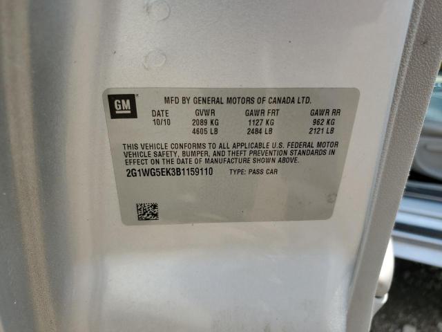 2G1WG5EK3B1159110 - 2011 CHEVROLET IMPALA LT SILVER photo 12