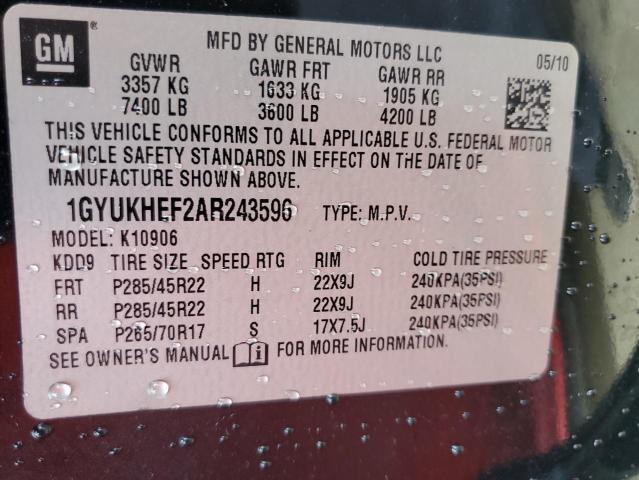 1GYUKHEF2AR243596 - 2010 CADILLAC ESCALADE ESV LUXURY BLACK photo 13