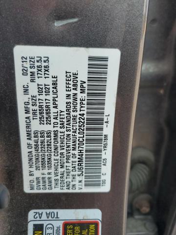 5J6RM4H70CL025224 - 2012 HONDA CR-V EXL BROWN photo 13