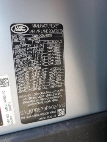 SALKPBE79PA024512 - 2023 LAND ROVER RANGE ROVE SE BLUE photo 12