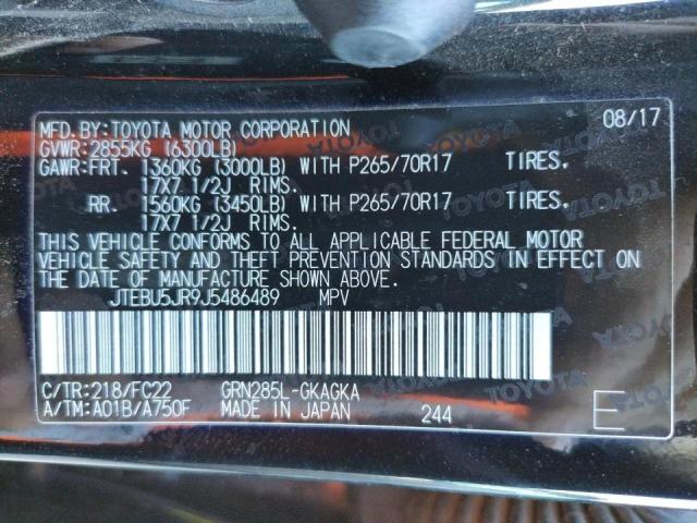 JTEBU5JR9J5486489 - 2018 TOYOTA 4RUNNER SR5/SR5 PREMIUM 黑色 照片 10