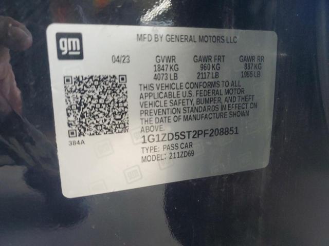 1G1ZD5ST2PF208851 - 2023 CHEVROLET MALIBU LT Noir photo 13
