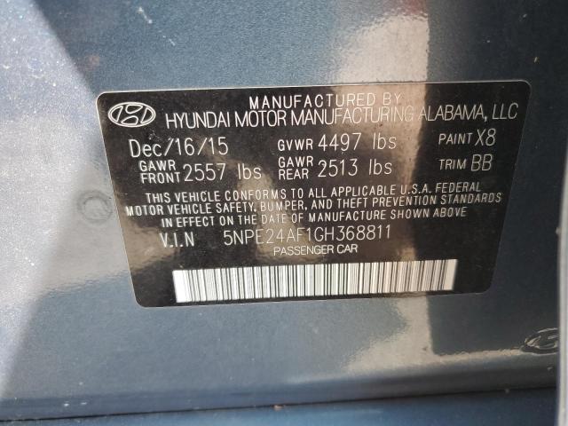 5NPE24AF1GH368811 - 2016 HYUNDAI SONATA SE BLUE photo 12