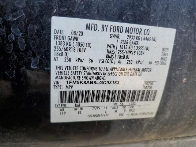 1FM5K8AB8LGC93183 - 2020 FORD EXPLORER POLICE INTERCEPTOR BLACK photo 13