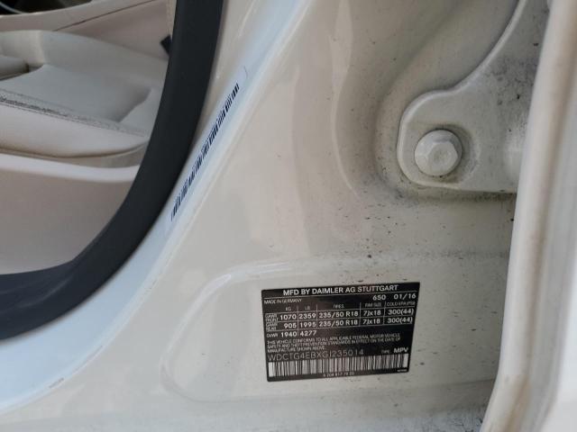 WDCTG4EBXGJ235014 - 2016 MERCEDES-BENZ GLA 250 თეთრი ფოტო 13