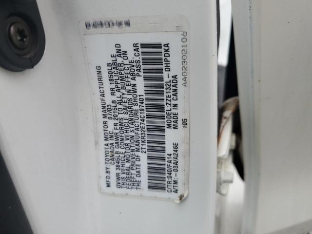 2T1KR32E74C197401 - 2004 TOYOTA COROLLA MA XR WHITE photo 12