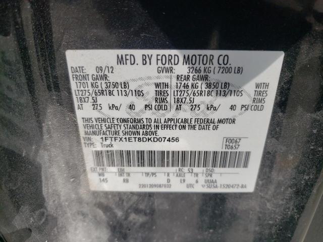 1FTFX1ET8DKD07456 - 2013 FORD F150 SUPER CAB BLACK photo 13