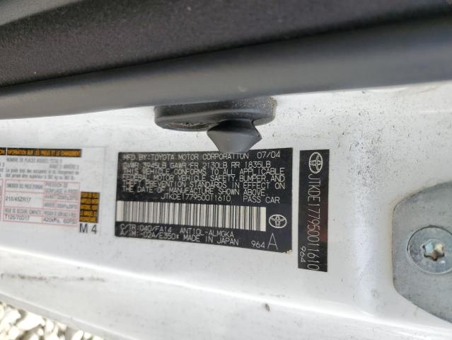 JTKDE177950011610 - 2005 TOYOTA SCION TC თეთრი ფოტო 10