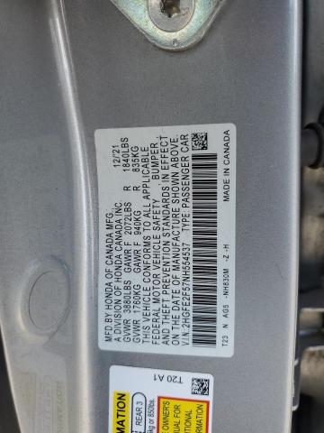 2HGFE2F57NH554537 - 2022 HONDA CIVIC SPORT SILVER photo 12